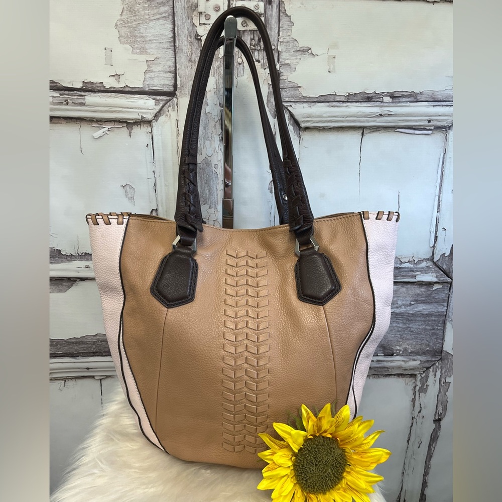 OrYANY Lyssie Colorblock Soft Pebbled Leather Hobo Tote Bag